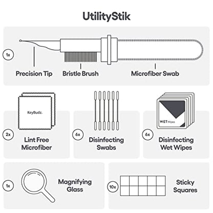 KeyBudz Air Care AirPods Cleaning Kit Accessories Set - Safely Sanitize, Clean and Maintain Your AirPods, AirPods Pro and Other Earphones - Includes Sticky Squares Putty Gunk Remover (AirCare 1.0)