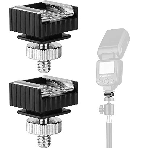 2Pack Flash Cold Shoe Hot Shoe Mount Adapter to 1/4 Tripod Camera Screw