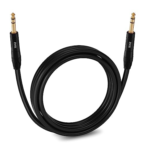 LyxPro ¼" TRS to ¼ TRS Balanced Audio Cable, Superior Signal Transfer, Crystal Clear High Frequency, Noiseless, Durable & Flexible Patch Cable, Professional Grade Heavy Duty, 10 feet Male to Male - size: 10 Feet