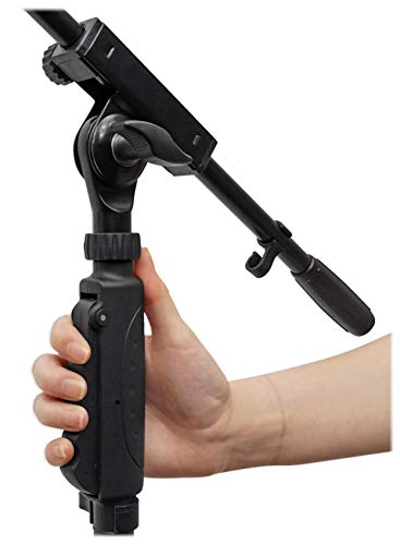 Rockville RVMIC3 Tripod Microphone Stand with Quick Release Hand Clutch & Boom, Black