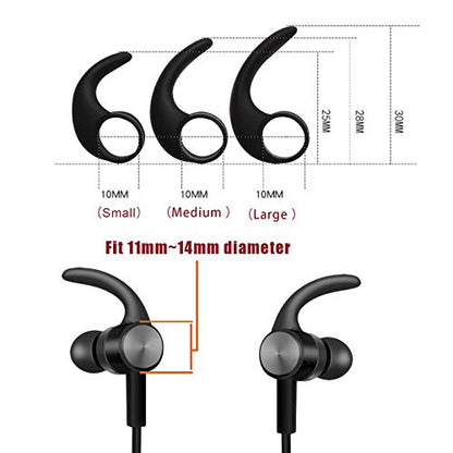 Silicone Replacement Earbuds Tips & Sports Earhook Earbuds Accessories | 3 Pairs L/M/S, Ear Fins & Stabilizers, Anti-Slip, Secure Fit, Noise Isolating, Universal for In-Ear Earphones