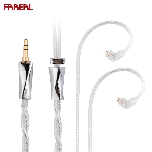 FAAEAL Earphone Cable with 2Pin QDC/S/C Pin,6N-OCC Silver Plated Litz HiFi Replacement Cable,3.5mm Upgrade Wire for KZ Castor D-FI ZSN PRO PR3 Krila ZVX TANGZU WANER TRN Conch Headphone (QDC 3.5mm)