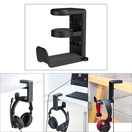 Black 360 Degree Rotation Adjustable Headphone Stand Headset Hanger PC Gaming Headset Headphone Hook Holder Hanger Mount