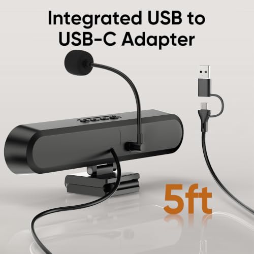 Inwa Computer Speakers with Microphone for Desktop PC, USB Wired Clip On Computer Sound Bar, Plug-n-Play Laptop Speaker w/Mic for Meeting/Gaming/Learning, Clear Audio, Easily Clamps to Monitors