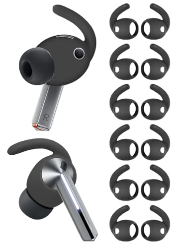 A-Focus 6 Pairs Galaxy Buds 3 Pro Ear Hooks Sport Ear Tips Replacement Anti-Slip Non-Slip Silicone Eartips and Covers Gel Wings Accessories Compatible with Samsung Galaxy Buds 3 Pro Gray