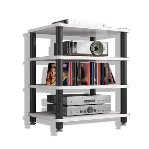 HiFi Racks Media Components Cabine, Heavy Duty Audio Component Stand, Amplifier Console Shelf Organizer, 2/3/4 Tier Speaker Audio Rack Tower(White,4-Tier) - color: White, size: 4-Tier