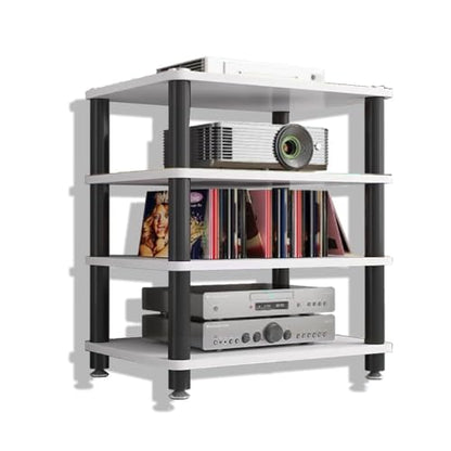 HiFi Racks Media Components Cabine, Heavy Duty Audio Component Stand, Amplifier Console Shelf Organizer, 2/3/4 Tier Speaker Audio Rack Tower(White,4-Tier) - color: White, size: 4-Tier