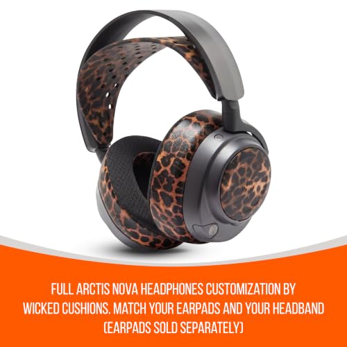 WC HeadbandZ Arctis Nova V2 - Upgraded Wide Silicone Headband Compatible with Arctis Nova Headsets by Wicked Cushions | Wider Weight-Distributing Design, Softer Flexible Silicone | Leopard - color: Leopard
