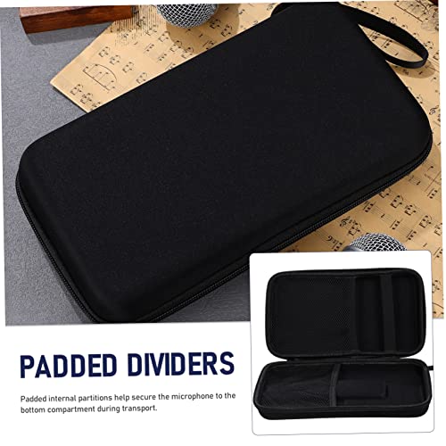 Kisangel Portable Dual Microphone Storage Bag with Padded Dividers and Receiver Compartment Compact Hard Case for Travel and Organized Mic Protection