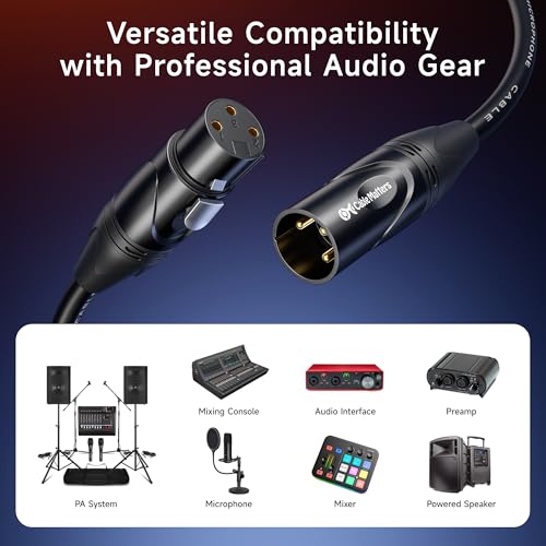 Cable Matters 2-Pack Premium XLR to XLR Cable, Microphone Cable, M-F, 6ft | Mic Cable, Male to Female, 21 AWG Oxygen-Free Copper (OFC), Black - size: 6 Feet