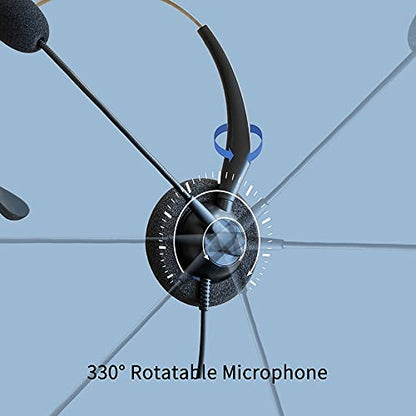 DailyHeadset RJ9 Corded Headset for Analog Phones Aastra Nortel Polycom Digium ShoreTel NEC Telephones