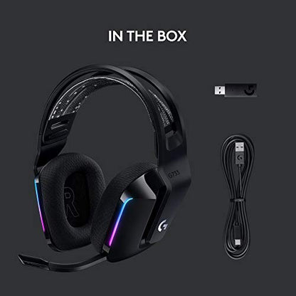 Logitech G733 Lightspeed Wireless Gaming Headset - Black | Suspension Headband, Blue VO!CE Mic, PRO-G Audio, PC, PS5, PS4, Switch Compatible - color: Black