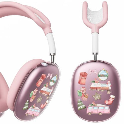 for AirPods Max Headphones Christmas Ear Covers for AirPods Max 2 | Cute Bus Clear Ear Cups Cover | Pink Silicone Ear Pad Case Headband Cover for Apple AirPods Max 2/1 (2026/2024/2020) - color: Bus/Pink