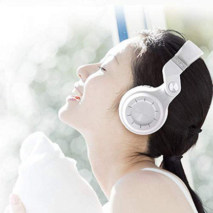 Bluedio T2 Plus Turbine Wireless Bluetooth Headphones with Mic/Micro SD Card Slot/FM Radio (White) - color: White, size: 186x85x200mm, style: closed-back