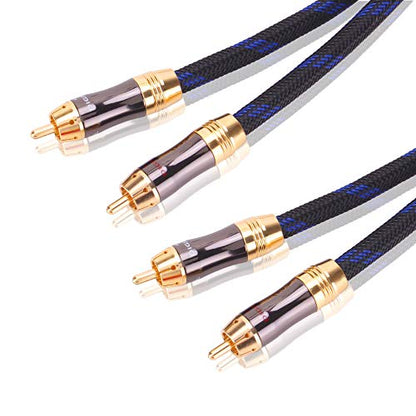Dual 2RCA Male to 2RCA Male Stereo Audio Cable, Double-Shielded (OD 8.0mm), for Amplifiers, AV Receivers, Hi-Fi System (15 Feet) - size: 15 Feet