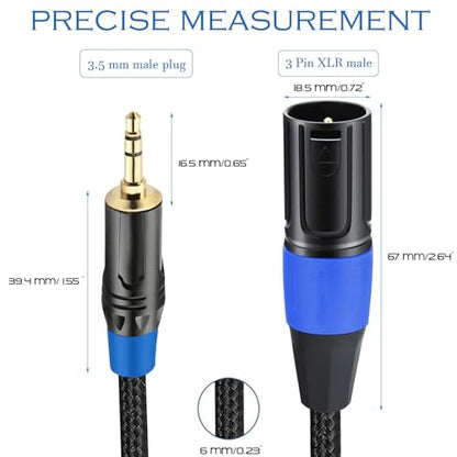 3.5mm to XLR Balanced Cable, Regular XLR Male to 1/8 inch Mini Jack Cable Adapter Mono Audio Cord for Cell Phone, Laptop, Speaker, Mixer -1ft - style: 3.5mm to XLR Male