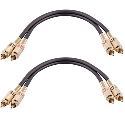 Seismic Audio Speakers Dual 2-RCA Audio Patch Cables, Male to Male, Black and Black - color: Black and Black