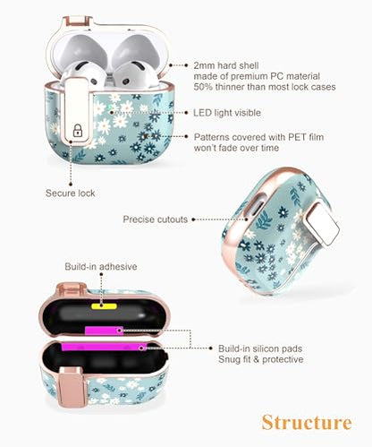 TATOFY Cover for AirPods Pro 4th Generation Case with Lock Clip Cleaner Kit Slim Hard AirPod 4 Lock Case Compatible with MagSafe (Cyan) - color: Cyan, size: AirPods 4th Gen