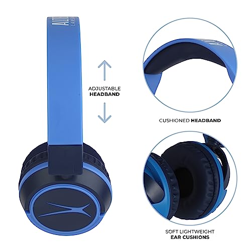 Altec Lansing Kid Safe 2-in-1 Wireless Bluetooth Headphones - Crystal Clear Sound, Safe Volume Limiting, Foldable Design - Enjoy Audio and Protect Your Child's Hearing (Knight Blue) - color: Knight Blue