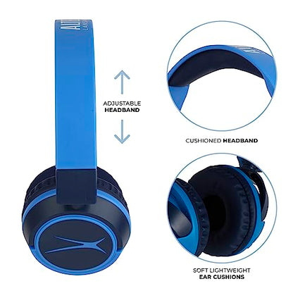 Altec Lansing Kid Safe 2-in-1 Wireless Bluetooth Headphones - Crystal Clear Sound, Safe Volume Limiting, Foldable Design - Enjoy Audio and Protect Your Child's Hearing (Knight Blue) - color: Knight Blue