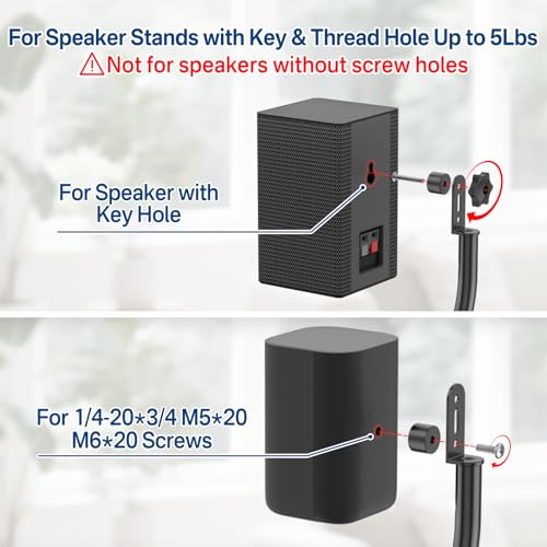 Speaker Stands for LG Rear Speakers SPQ8-S SPT8-S SPK8-S 578S1-S S78S2-S S65S3-S S55TR, Height Adjustable 33"–42" for LG Speaker Stand WR Wall Mount, Fit Keyhole & 1/4"-20 M5 M6 Surround Sound Speaker