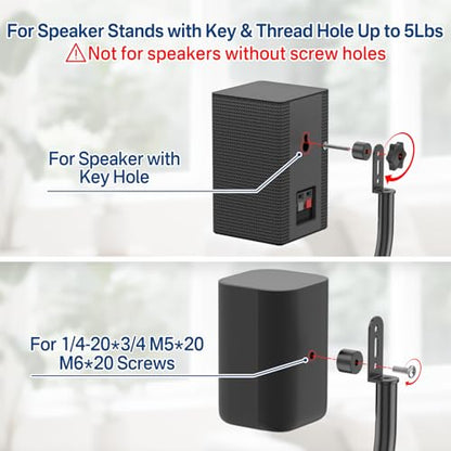 Speaker Stands for LG Rear Speakers SPQ8-S SPT8-S SPK8-S 578S1-S S78S2-S S65S3-S S55TR, Height Adjustable 33"–42" for LG Speaker Stand WR Wall Mount, Fit Keyhole & 1/4"-20 M5 M6 Surround Sound Speaker