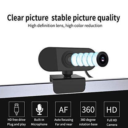Full HD 1080P Webcam with Microphone Streaming Web Camera for Video Calling and Recording USB PC Camera Computer Camera for, Laptop & Desktop, Plug and Play, 360° Flexible