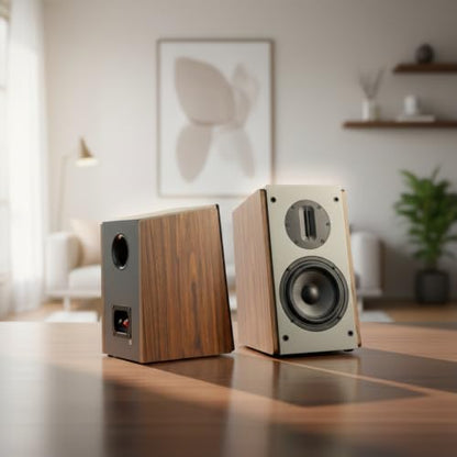 Passive Bookshelf Speakers, 2-Way Passive Speakers, 5.25" Woofer & 4" Ribbon Tweeter, 60Hz Bass for Home/Office/Theater Pair (Needs Amplifier or Receiver to Operate) - color: Brown