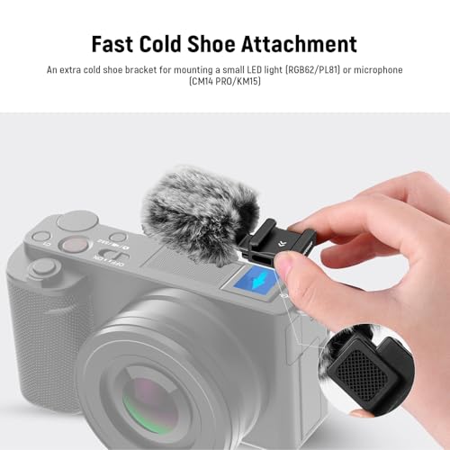 NEEWER CA133 Black Cold Shoe Wind Muff Compatible with Sony ZV-1F ZV-E10 ZV-1 ZV-E1 ZV1 II Vlog Cameras, Microphone Furry Windscreen with Cold Shoe Mount Adapter & Cleaning Cloth Accessories - style: CA133 w/Cleaning Cloth