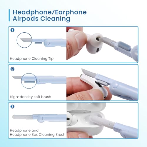 Ewent Keyboard Cleaner Kit 7in-1, Multifunction Cleaner Brush with Key Puller, All-in-One Cleaning kit, Empty Spray Bottle for PC Screen, Camera, Tablet, Smartphone, Earbuds Cleaning Pen for Airpods