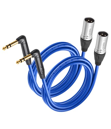 2 Pack Right Angle 1/4 TRS to XLR 3Pin Male Audio Cable,20AWG 6N OFC+Silver Plated HI-END Audio Cable,Right Angle 6.35mm TRS to XLR Male Active Speakers Balanced Cable - size: 6Feet（2Pack）, style: 90° TRS To XLR M