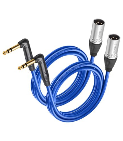 2 Pack Right Angle 1/4 TRS to XLR 3Pin Male Audio Cable,20AWG 6N OFC+Silver Plated HI-END Audio Cable,Right Angle 6.35mm TRS to XLR Male Active Speakers Balanced Cable - size: 6Feet（2Pack）, style: 90° TRS To XLR M