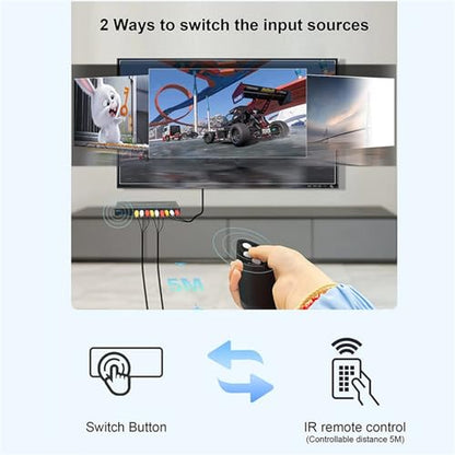 DC 5V 1A AV RCA Switcher 4 in 3 Out RCA Splitter with 4-Way Audio Composite Video L/R Stereo Audio AV Selector Box