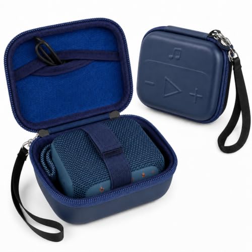 ANKHOH Hard Speaker Case for JBL Go 5/4/3 with Wrist Strap, Case Only - color: Blue