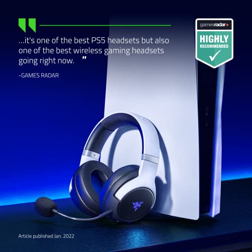 Razer Kaira Pro Dual Wireless Gaming Headset w/Haptics for PlayStation 5 / PS5, PC, Mobile, PS4: HyperSense - Triforce 50mm Drivers - Detachable Mic - 2.4GHz and Bluetooth w/SmartSwitch - RGB Chroma - color: White/Black, style: Kaira Pro