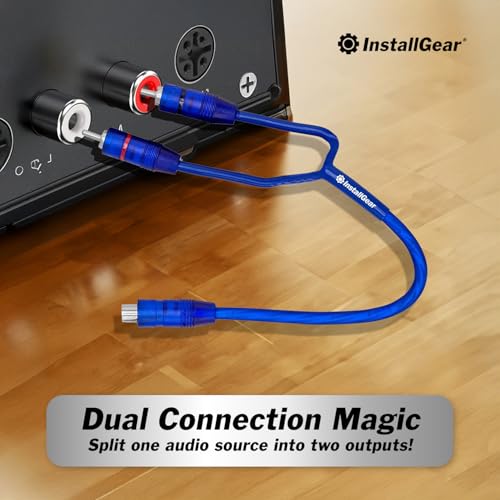 InstallGear 2 Pack, 1ft Shielded RCA Y Splitter Adapter for Car Audio, Speakers, and Home Systems - size: 1F-2M (1 ft, 2-Pack)