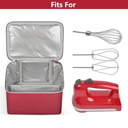 Hand Mixer Storage Case for KitchenAid 5, 6, 7 and 9 Speed Mixers - color: RED