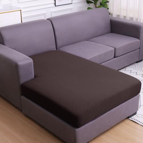 Jacquard Couch Cushion Covers, L Shape Sectional Sofa Slipcovers | Diamond Lattice, L Shape Sectional Fit, Washable, Chaise Cushion Cover, Sofa Protection (1 Piece for Chaise) - color: Brown, size: Chaise (1 Piece)