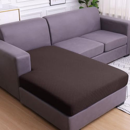 Jacquard Couch Cushion Covers, L Shape Sectional Sofa Slipcovers | Diamond Lattice, L Shape Sectional Fit, Washable, Chaise Cushion Cover, Sofa Protection (1 Piece for Chaise XL) - color: Brown, size: Chaise XL (1 Piece)