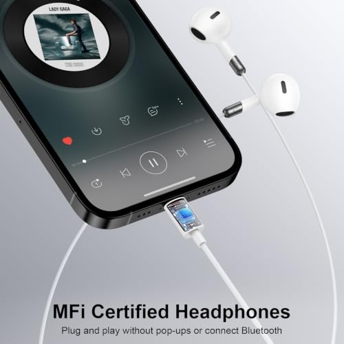Wired Ear Buds Compatible for iPhone 14 Plus/14 Pro Max/13/12/11/XR/XS/X/8/7/Pro Max,Wired Earphone Headphones with Lightning Connector Built-in Microphone & Volume Control Headsets,Noise Isolation