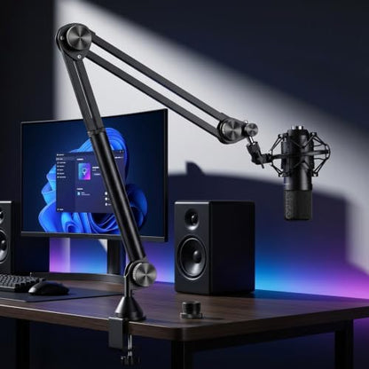 6-Inch Mic Stand Extension Tubes, Universal 5/8-27" Thread Heavy Duty Aluminum Alloy Microphone Extender Pipe with 5/8" to 3/8" Adapter for Most Mic Booms, Desk Base, Boom Arm, Podcast Setup