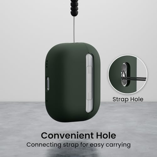 ORNARTO for AirPods Pro 2 Case, Hybrid Silicone, Mystic Green | Hybrid Silicone Rubber, Front LED Visible, Wireless Charging, Skin-Friendly Soft Touch, Anti-Scratch, Detachable Lanyard - color: Mystic Green