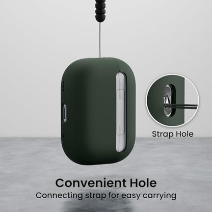ORNARTO for AirPods Pro 2 Case, Hybrid Silicone, Mystic Green | Hybrid Silicone Rubber, Front LED Visible, Wireless Charging, Skin-Friendly Soft Touch, Anti-Scratch, Detachable Lanyard - color: Mystic Green