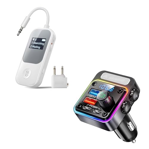 Nulaxy BR08 2-in-1 Bluetooth Transmitter Receiver with Screen & NX16 54W [PD 36W & QC3.0 18W] Bluetooth 5.3 Car Adapter