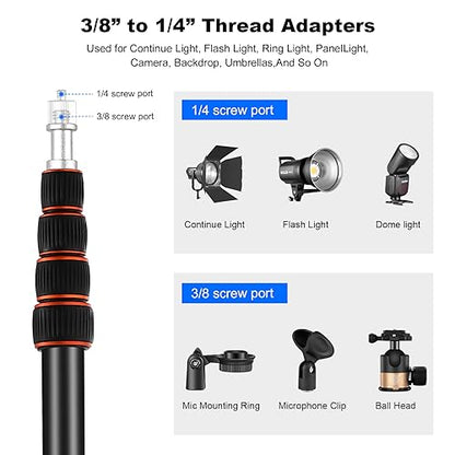 Soopho Portable Photography Light Stand Adjustable 7ft Aluminum Light Tripod Stand with 180° Reversible Leg Reversible Portable Studio Lighting Tripod ，Maximum Height 86.5“/220cm for Flsah Softboxes - color: Gold