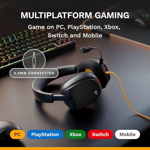 GLORIOUS GHS Eternal - Stereo Gaming Headset for PC, PS5, PS4, Xbox, Switch - Custom Tuned Angled Drivers, Adjustable Crystal Clear Detachable Mic, 3.5mm - Durable, All Day/Night Comfort - Black - color: Black
