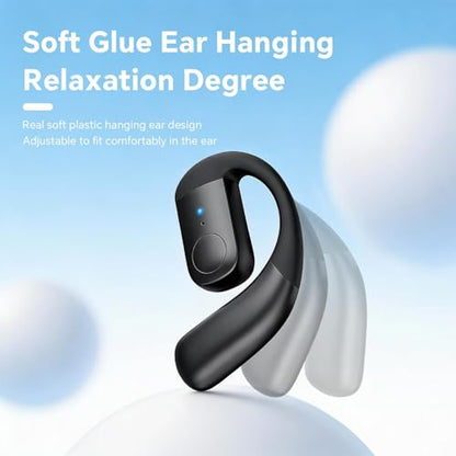 Xmenha Single Bluetooth Phone Earpiece Earbud One Ear Piece Open Ear Bud Air Conduction Earbud Earless Out of Ear Headphones Bluetooth Wireless Headsets with Microphone Earhook for Work - color: Black