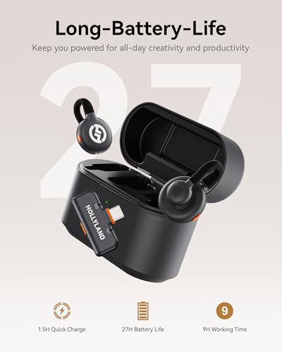 Hollyland Lark M2S Combo (Camera RX+USB-C RX+ Lightning Cable) Wireless Microphone for iPhone/Camera/Android/PC, Titanium Clip, Noise Cancelling, 30H Use, Vlog, Interview, Content Creation | Camera receiver, USB-C receiver, Lightning cable, titanium clip,
