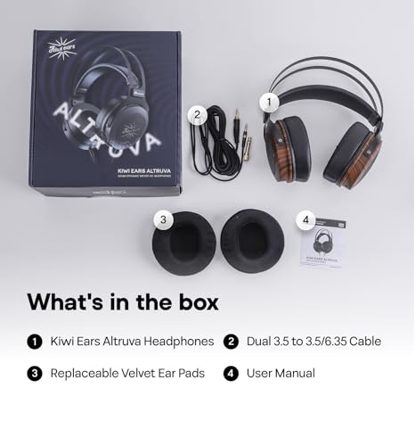 Linsoul Kiwi Ears Altruva Hi-Fi 50mm Dynamic Driver Monitoring Headphones - color: BlackWood