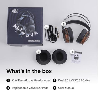 Linsoul Kiwi Ears Altruva Hi-Fi 50mm Dynamic Driver Monitoring Headphones - color: BlackWood